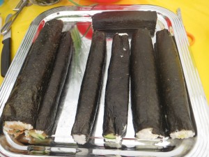 Zusammengerollte Sushi-Rollen